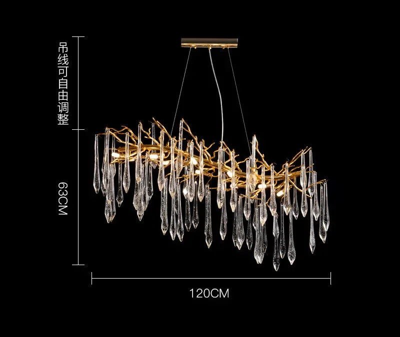 DecorBites™ Gold LED Branch Chandelier for Living Room, Bedroom, Hotel - Modern Luxury Aluminum Pendant Light