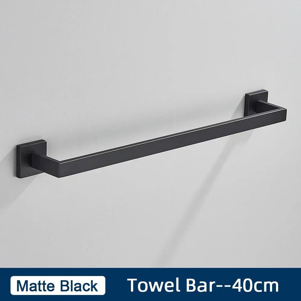 DecorBites™ Brushed Gold Stainless Steel Bathroom Accessories Set: Toilet Wall Towel Bar, Paper Holder, Hook