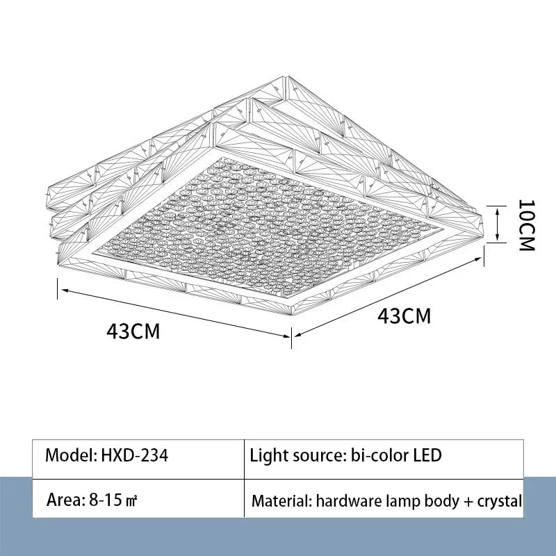 DecorBites™ Crystal Ceiling Lamp: Modern Gold Light Luxury LED Square Chrome Indoor Lighting