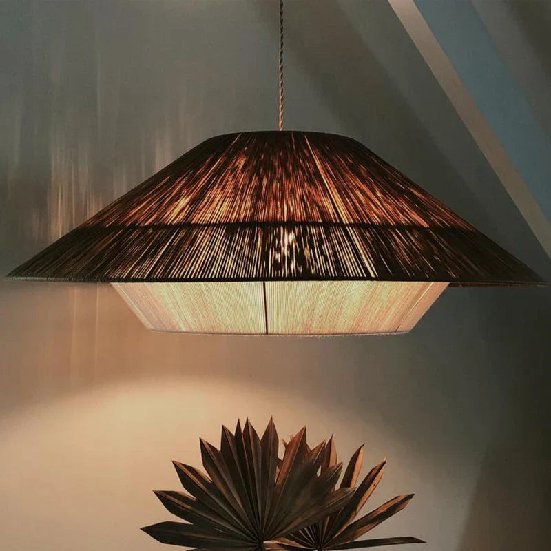 DecorBites™ Hemp Rope Rattan Weave Chandelier LED Pendant Lights for Home Decor & Dining
