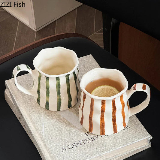 DecorBites™ Colorful Stripes Porcelain Coffee Mug Set