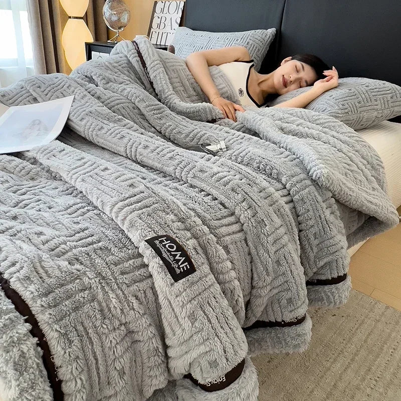 DecorBites™ Fluffy Fleece Blanket for Bed Sofa Cover Glade Cozy Warmth Blanket