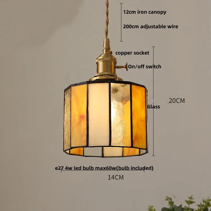 DecorBites™ Conch Glass LED Pendant Light Fixture Tiffany Children Dining Room Hang Lamp