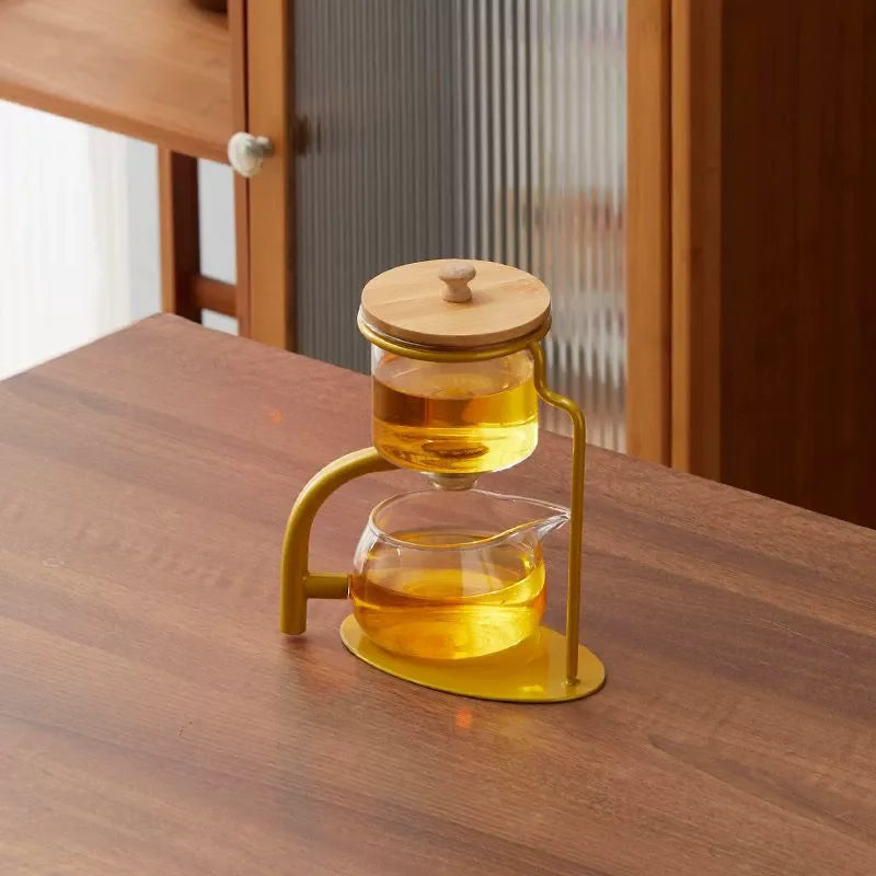 DecorBites™ Glass Teapot Set, Magnetic Diversion, Lazy Kungfu, Rotating Spin, Drinking Experience
