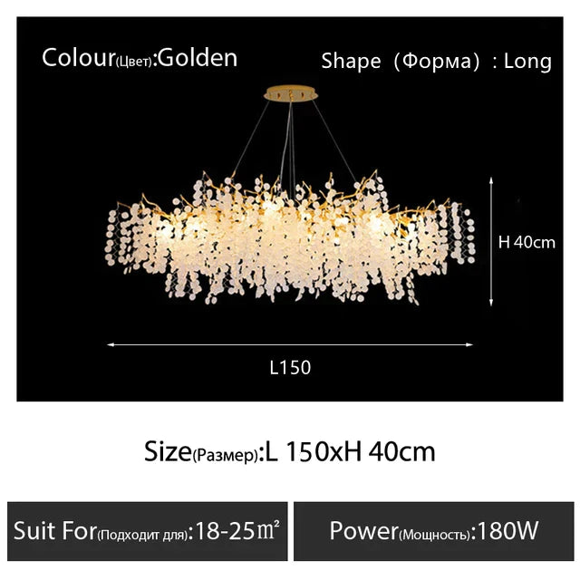 DecorBites™ Crystal LED Chandelier: Elegant Nordic Branch Design for Living Room, Hotel, Dining Area