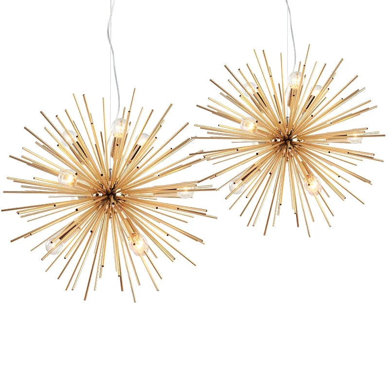 DecorBites™ Geometric Starburst Chandelier: Modern LED Ceiling Lighting for Living Room & Restaurant