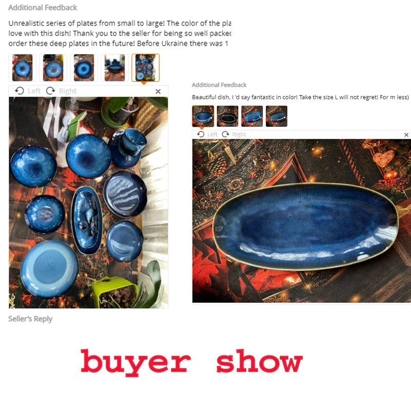 DecorBites™ Blue Kiln Glazed Ceramic Sushi Plate