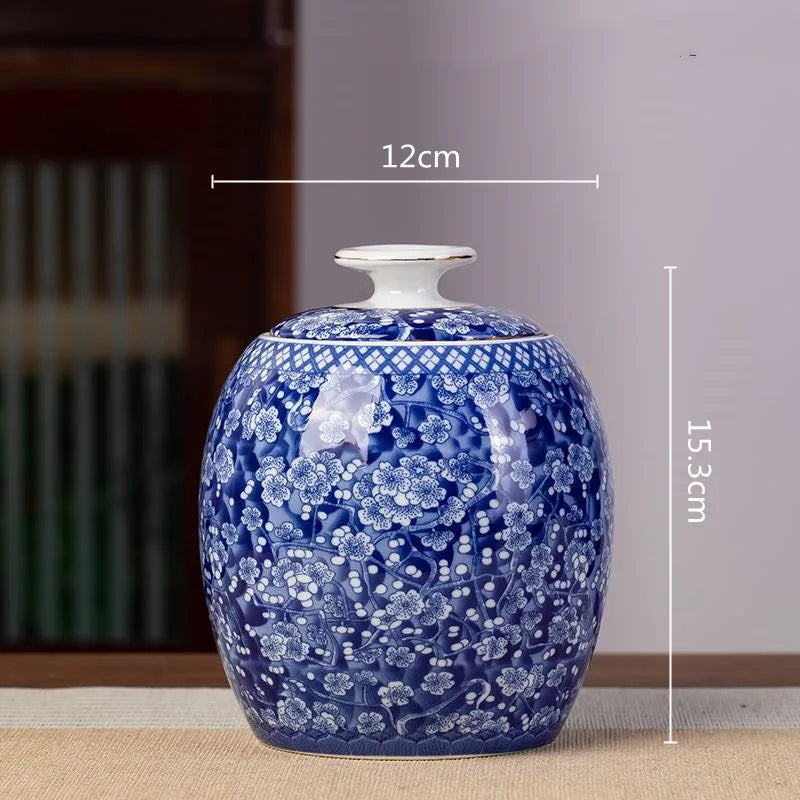 DecorBites™ Blue & White Porcelain Tea Pot Sealed Storage Container