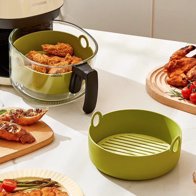 DecorBites™ Air Fryer Oven Baking Tray Chicken Basket Mat Silicone Pot Grill Pan