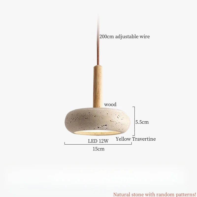 DecorBites™ LED Pendant Lamp Yellow Travertine Adjustable Wabi Sabi Light