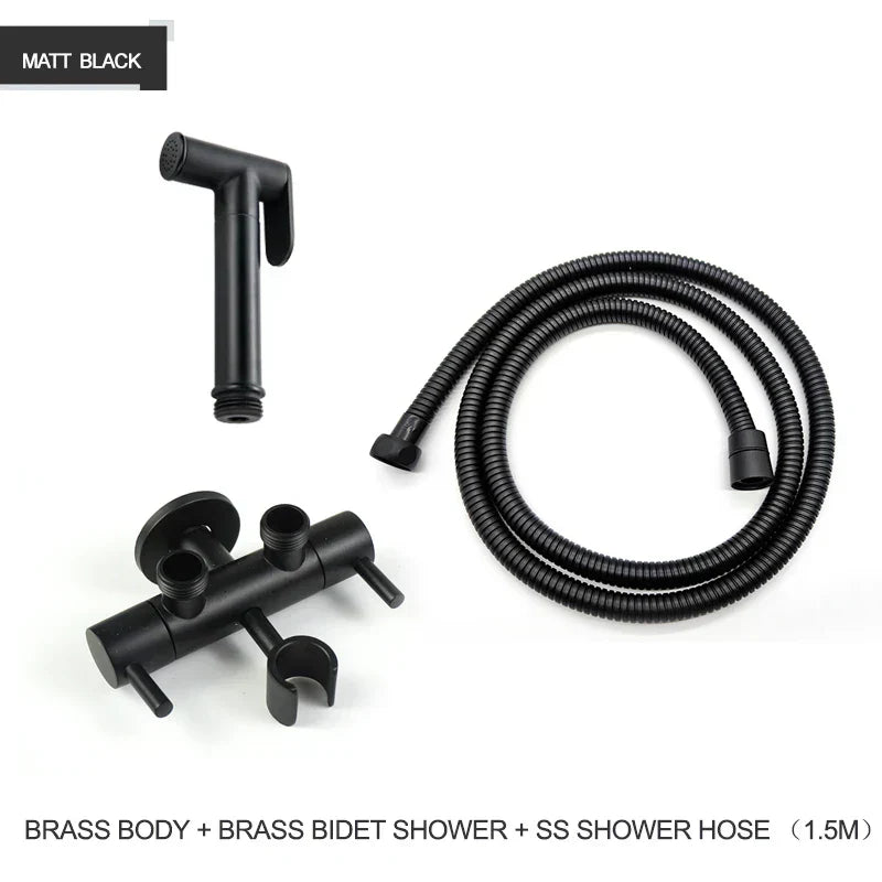 DecorBites™ Brass Bidet Shower Head with Double Outlet Angle Valve