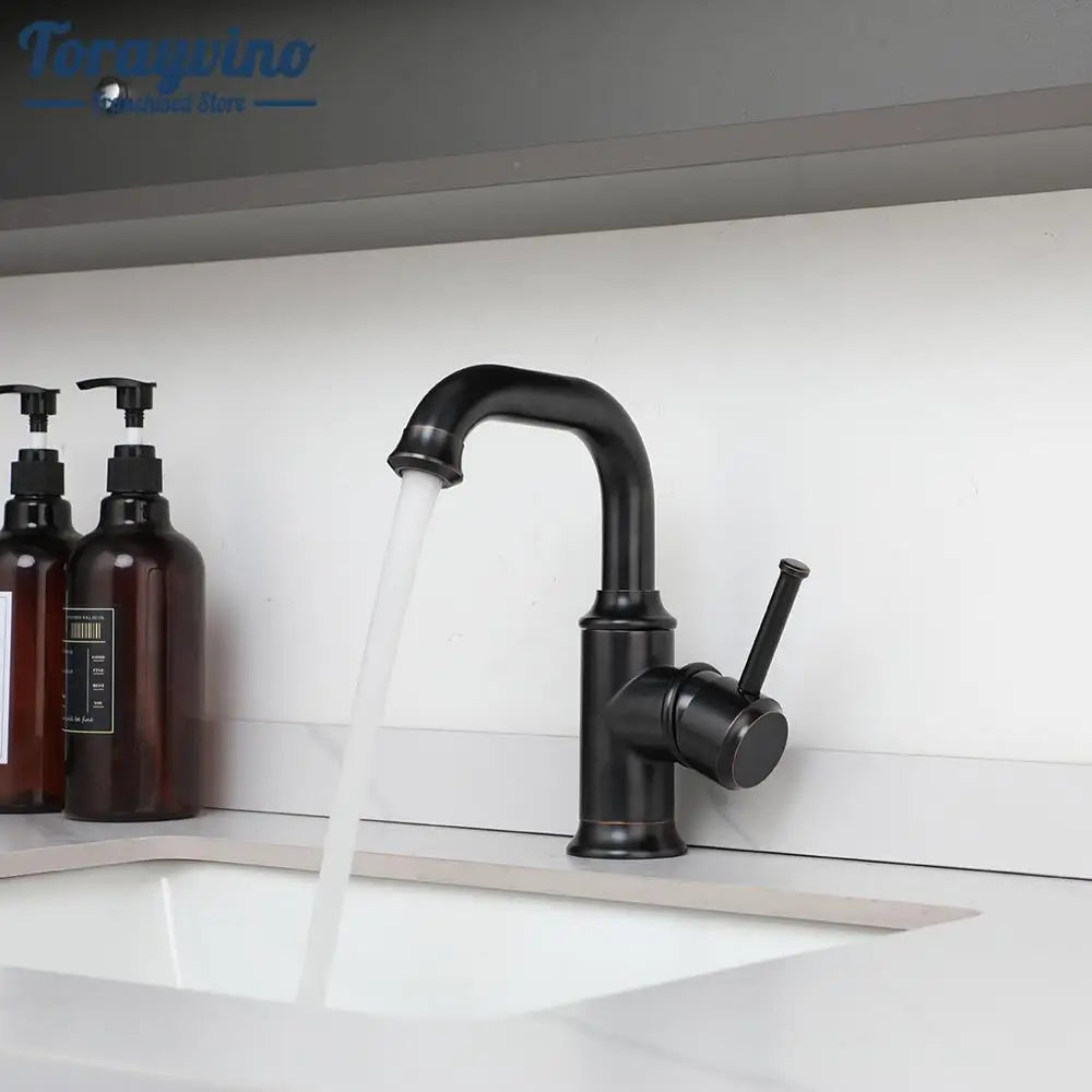 DecorBites™ Antique Brass/Oil Rubbed Bronze Bathroom Faucet Deck Mount Single Handle Mixer Tap
