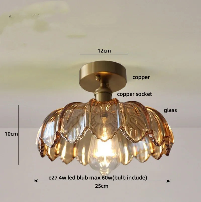 DecorBites™ Green Flower Glass LED Ceiling Light Fixture - Nordic Modern Design