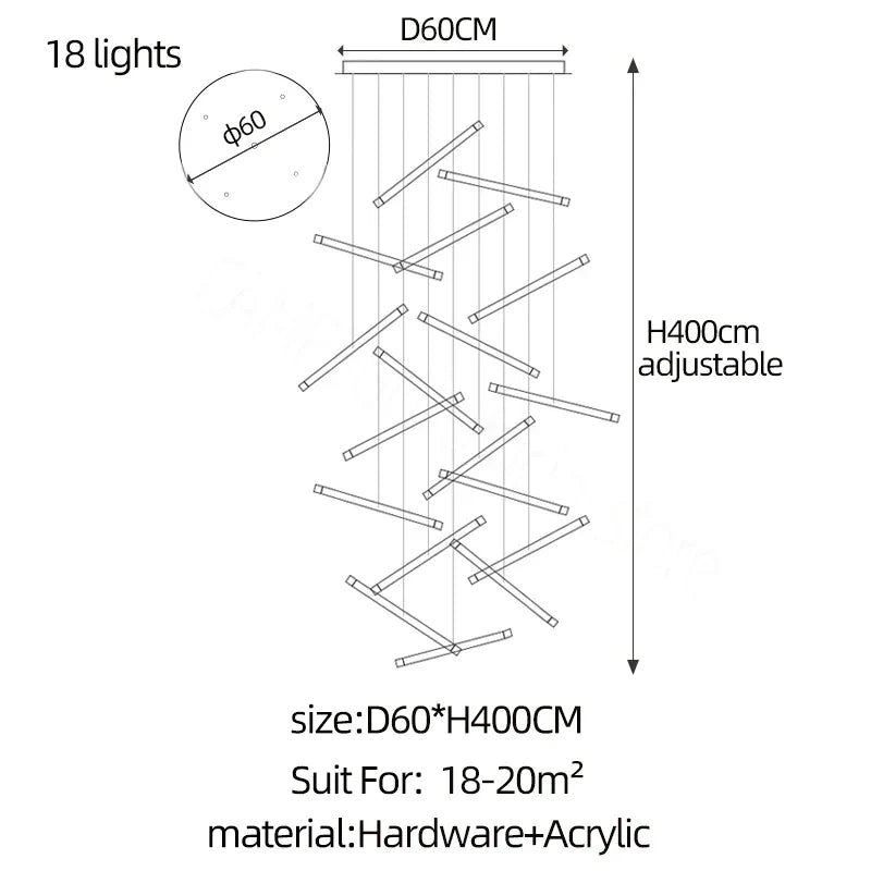 DecorBites™ LED Chandelier: Luxury Indoor Lighting for Living Room, Hall, Staircase