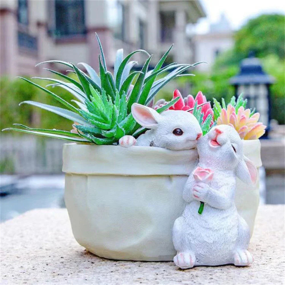 DecorBites™ Bunny Succulent Planter Pot for Garden and Patio Decor