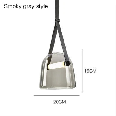 DecorBites™ Glass Hanging Lamps Leather Pendant Light Fixture for Kitchen Living Room Bedroom
