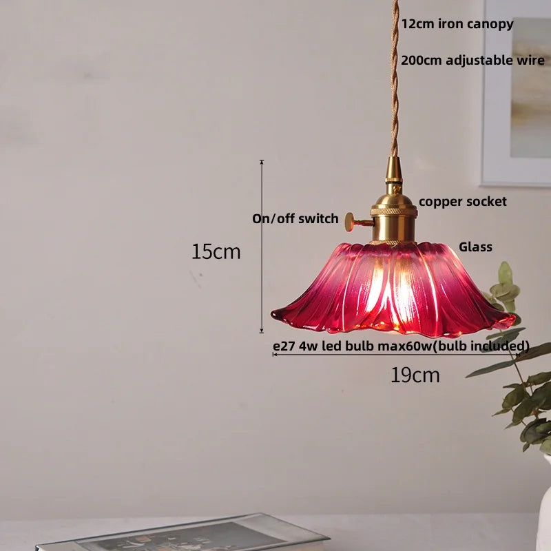DecorBites™ Amber Flower Glass Pendant Light LED Kitchen Decor Home Reading Room
