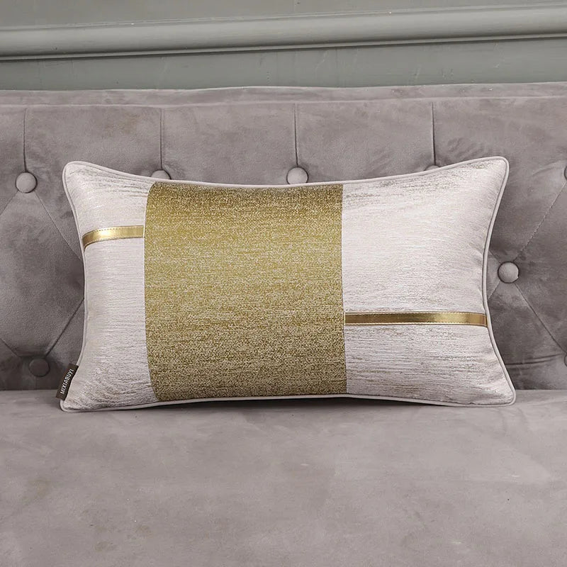 DecorBites™ Frosted Gold Satin Lumbar Pillow Covers - Luxe Sofa Cushion Cases