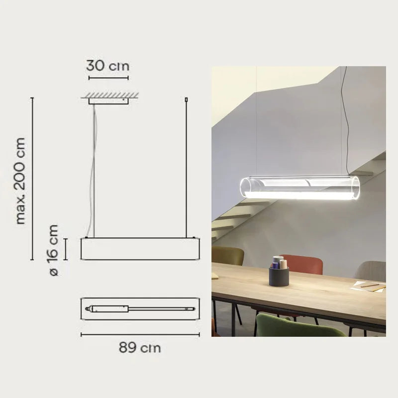 DecorBites™ Clear Glass Cylinder Chandelier | Modern Indoor Suspension Light