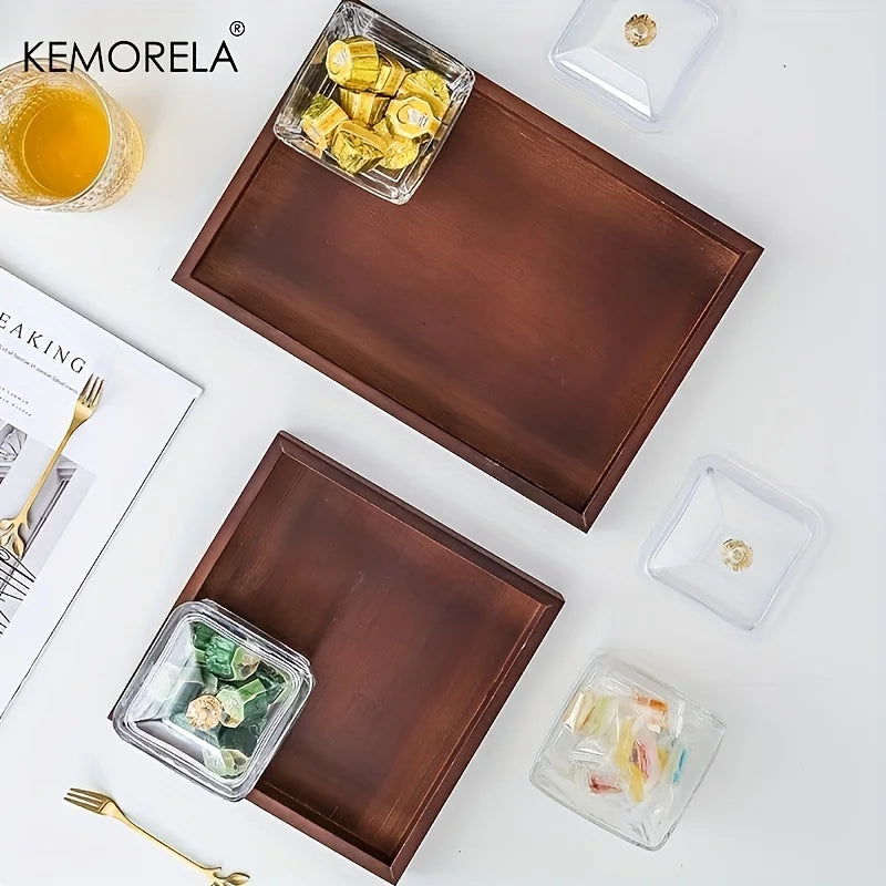 DecorBites™ Bamboo Wooden Rectangular Tea Tray | Elegant Tea Cup Stand Tray for Dining