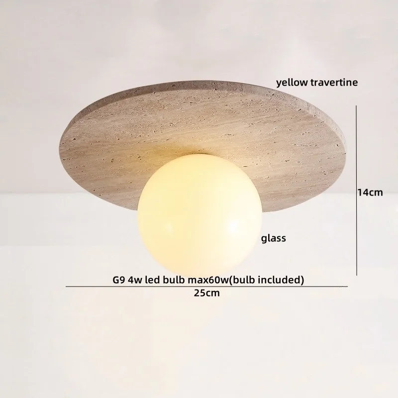 DecorBites™ LED Yellow Travertine Flush Mount Ceiling Light Fixtures