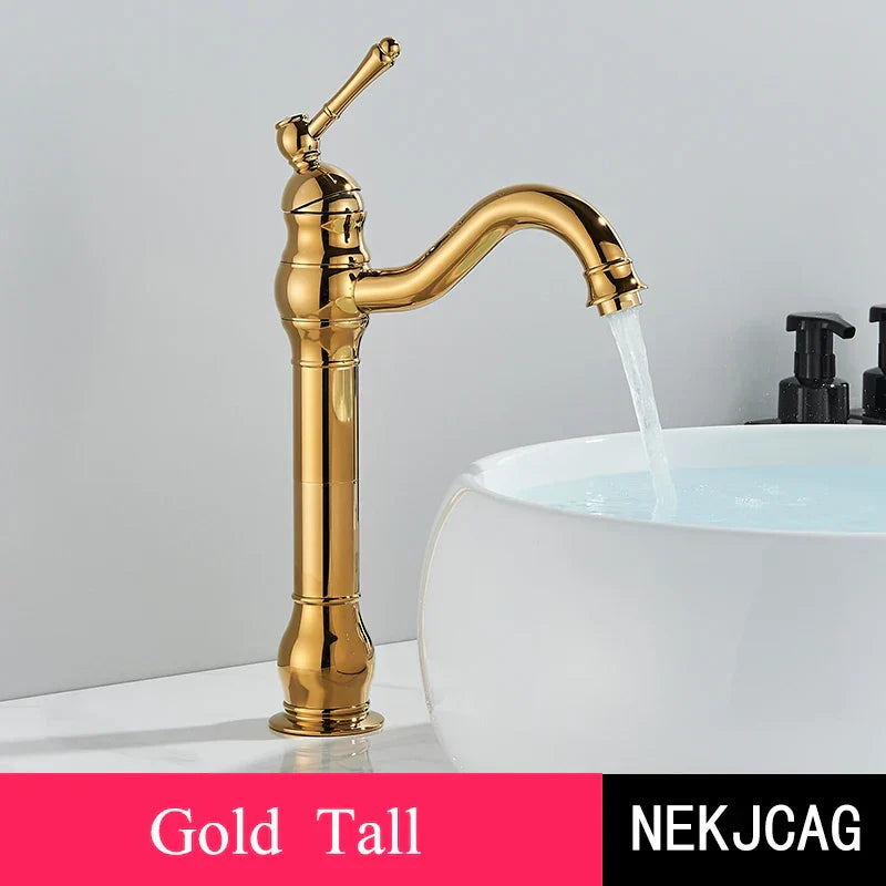 DecorBites™ Antique Brass Basin Faucet Hot Cold Mixer Tap Single Handle Sink Faucet