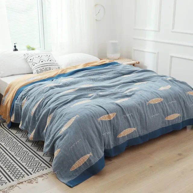 DecorBites™ Cotton Gauze Towel Throw Blanket - Soft and Cozy Bedspread for All Seasons