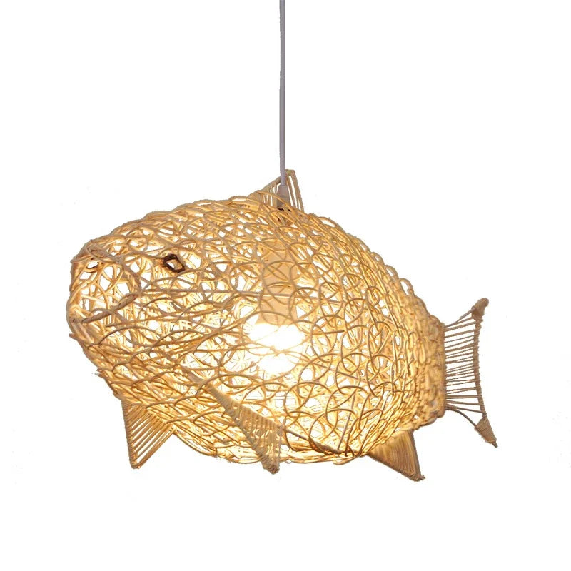 DecorBites™ Bamboo Fish Art Pendant Lights - Nordic LED Fixture for Kitchen & Living Room