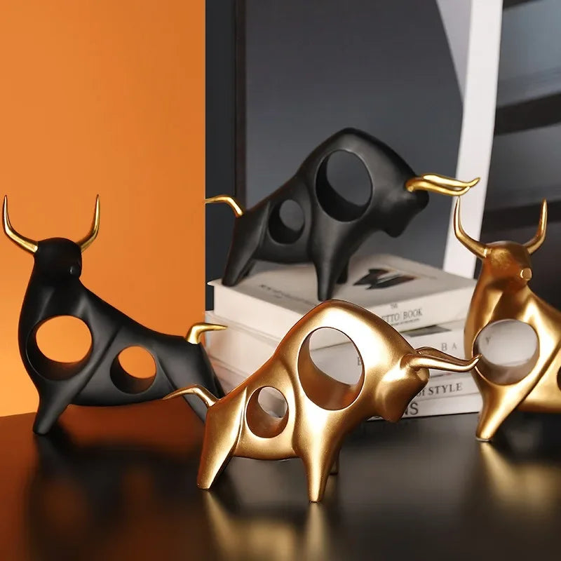 DecorBites™ Abstract Bull Sculpture Cattle Statue for Home Decor Living Room Ornament