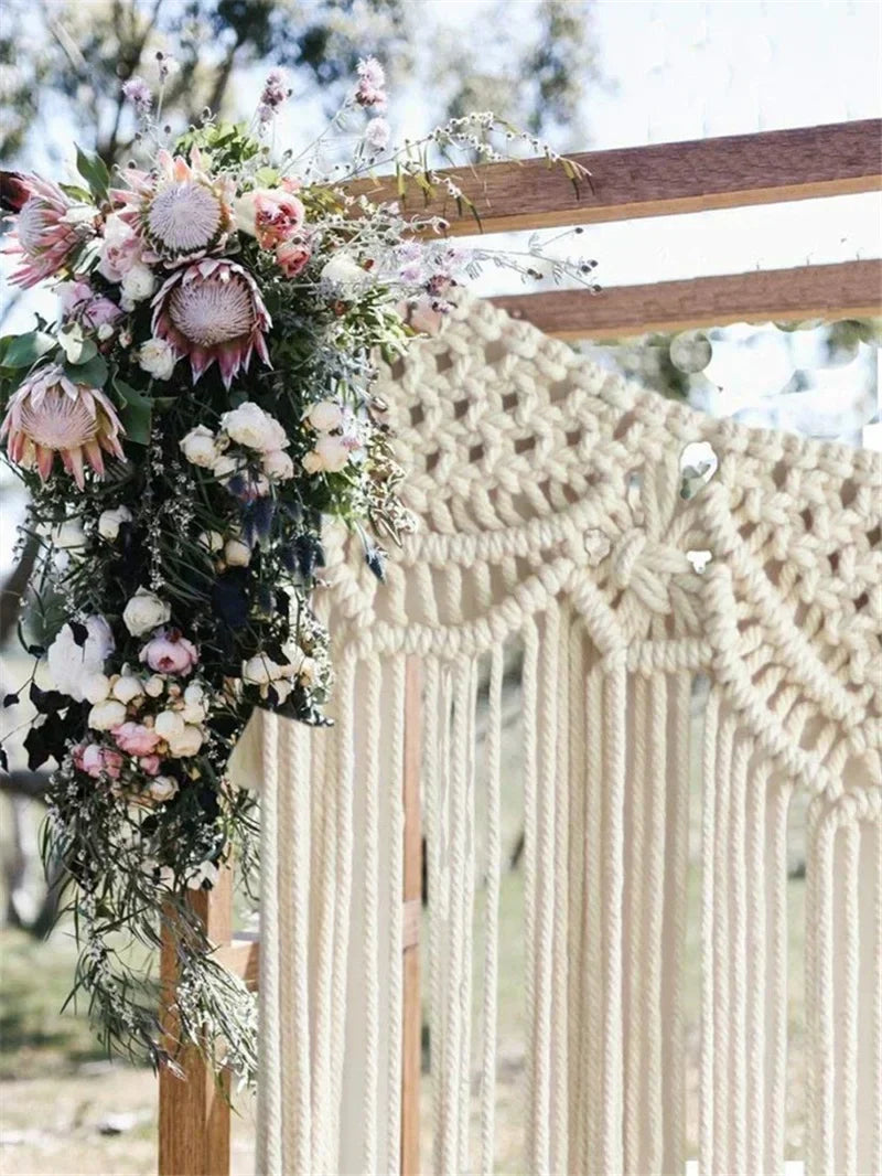 DecorBites™ Bohemian Macrame Curtain Tapestry for Door/Window/Wall, Wedding Home Decor