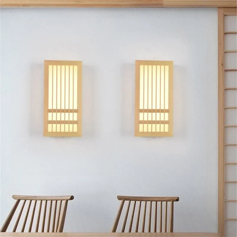 DecorBites™ LED Wood Wall Lamp Acrylic Rectangular Bedside Light for Living Room