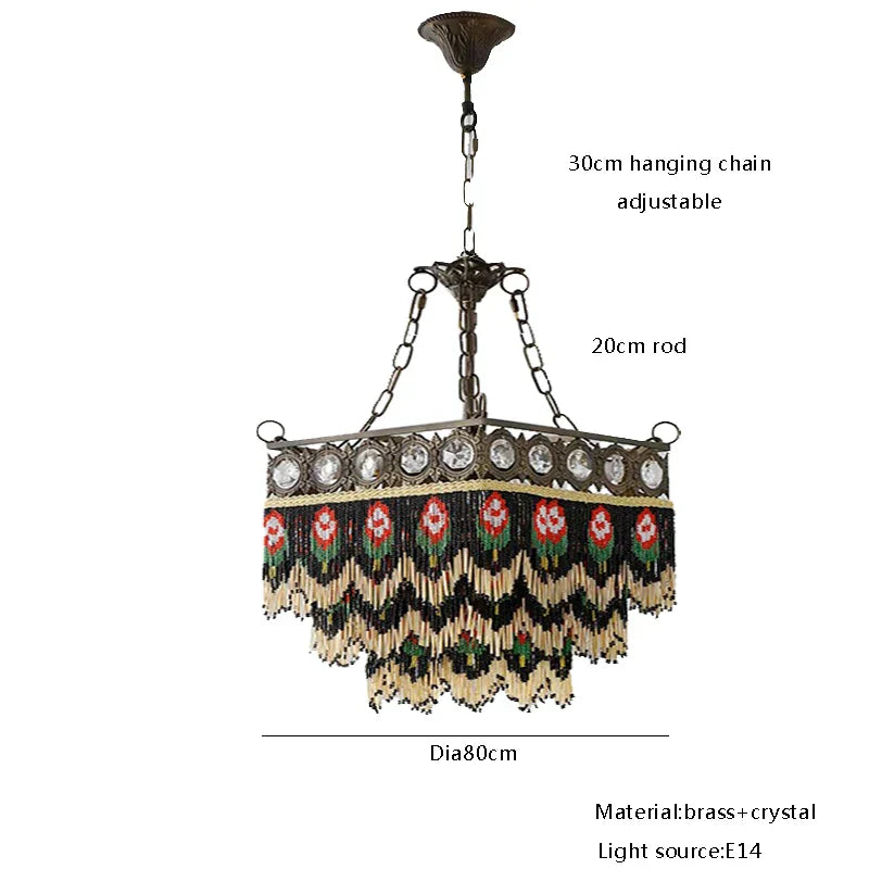 DecorBites™ Black Rose Tassel Pendant Lights, Classic Retro Lustres for Living Room