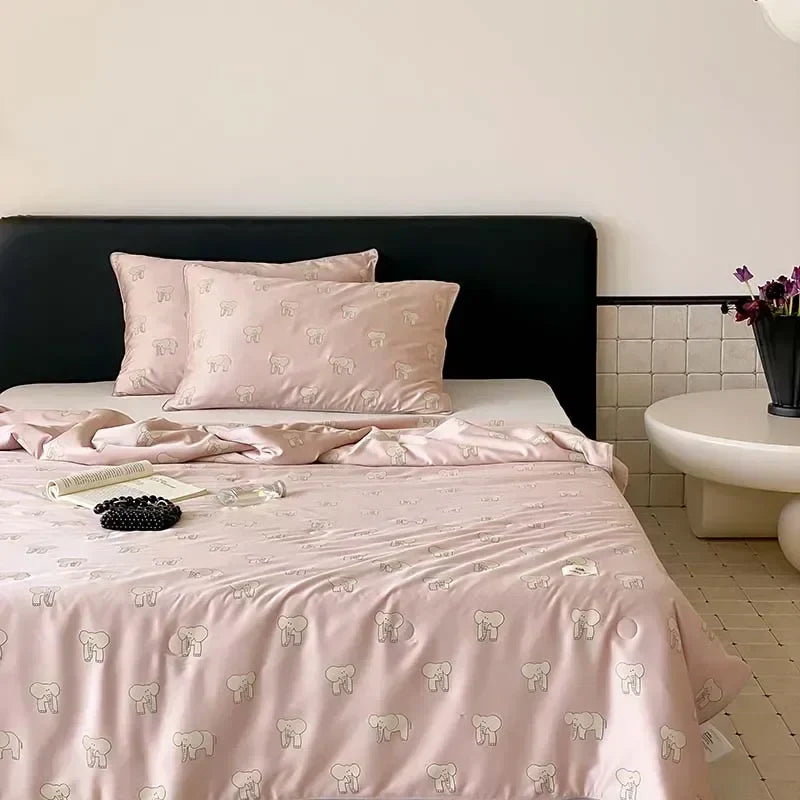 DecorBites™ Cooling Quilt: Soft Silky Single Double Bed Blanket for Summer & Autumn
