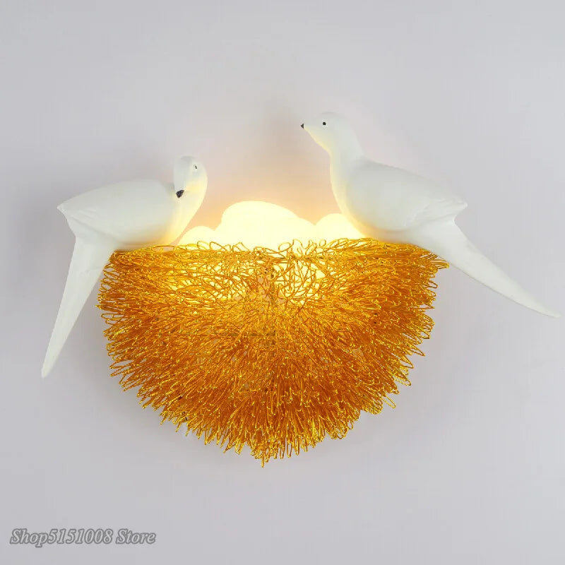 DecorBites™ Gold Bird Nest LED Wall Lamp Modern Home Decoration Wall Sconce