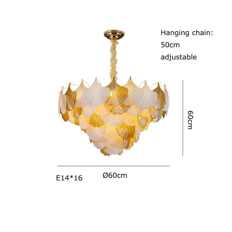 DecorBites™ Ginkgo Gold LED Chandelier Fixture for Living Room