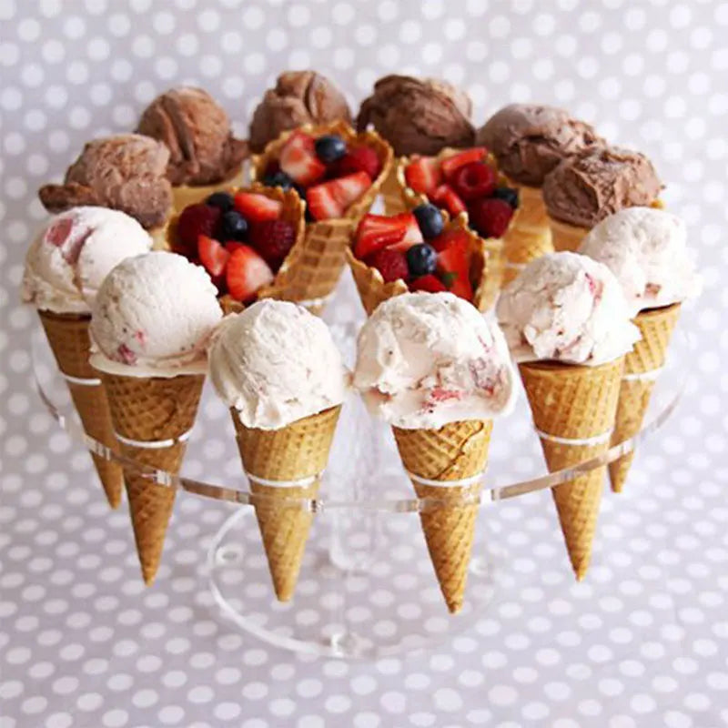 DecorBites™ Acrylic Ice Cream Cone Holder Display Rack - Durable Baking Tools