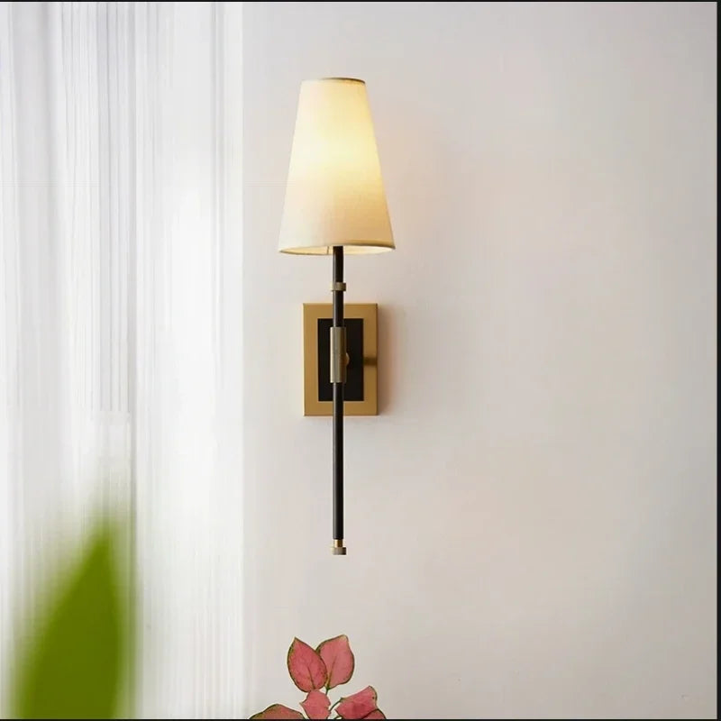 DecorBites™ Copper Cloth LED Wall Lamp for Elegant Decor in Bedroom, Living Room & Corridor