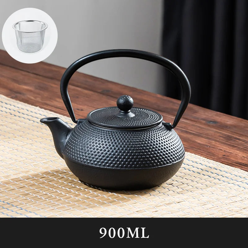 DecorBites™ Cast Iron Tea Pot with Stainless Steel Infuser for Oolong, Kung Fu, Puer Tea
