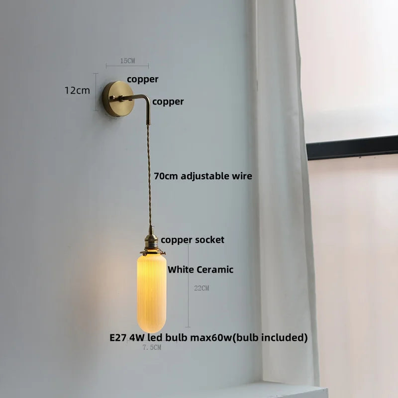 DecorBites™ Clear Glass LED Wall Light | Modern Adjustable Nordic Copper Lamp Fixtures