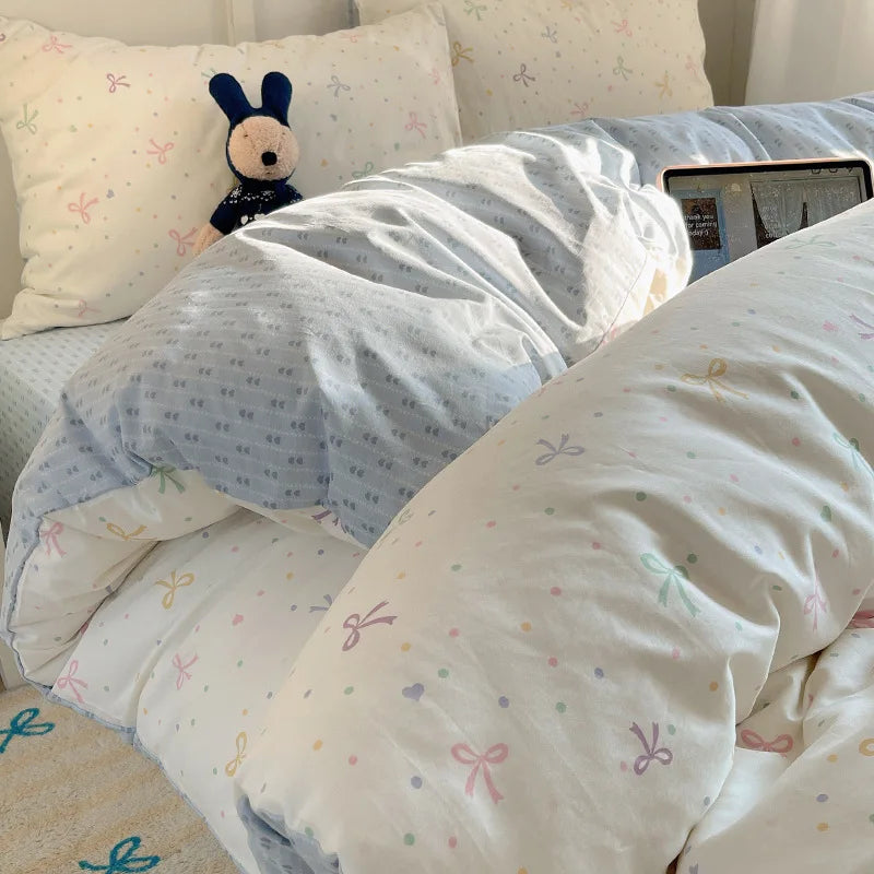 DecorBites™ Cartoon Pattern 100% Cotton Bedding Set - Single Double Size Soft Fitted Sheet, Cozy & Breathable