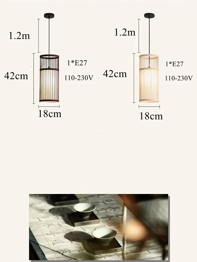 DecorBites™ Bamboo Wooden Pendant Lamp E27 - Small Bar Pendant Lights