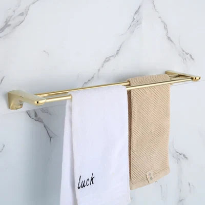 DecorBites™ Gold Bathroom Hardware Set: Towel Rack, Shelf, Paper Holder, Towel Holder, Toilet Brush Holder