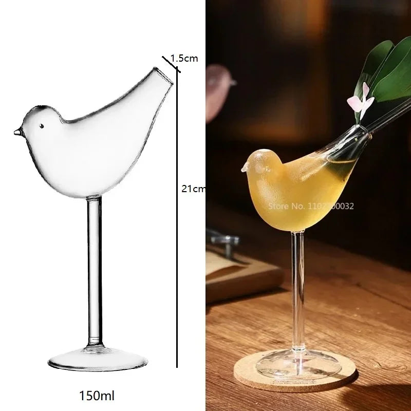 DecorBites™ Heart Love Glass Mug Set - Couple Cups, Bird & Cocktail Glass Tea Coffee Cup