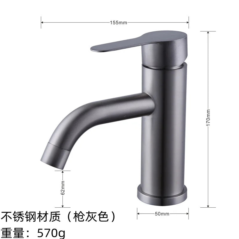 DecorBites™ Black Stainless Steel Bathroom Faucet Basin Mixer for Hot and Cold Water