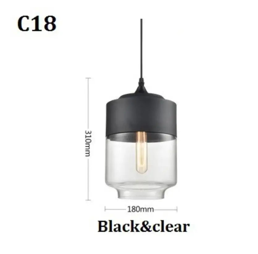 DecorBites™ Black Glass Pendant Light Fixture for Modern Indoor Decor and Dining Room