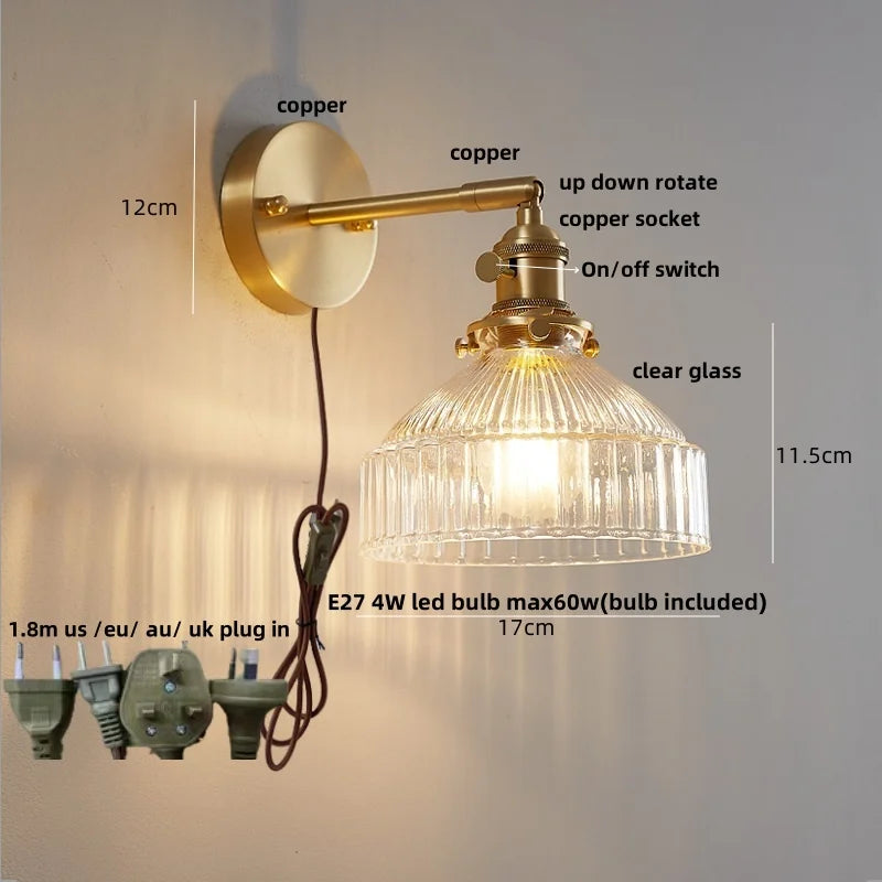 DecorBites™ Clear Glass Copper Knob LED Wall Lights | Modern Nordic Design