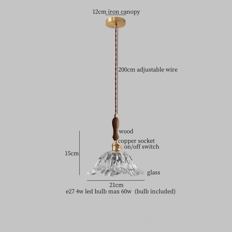 DecorBites™ Clear Glass LED Hanging Lamp French Style Pendant Light for Home Decor
