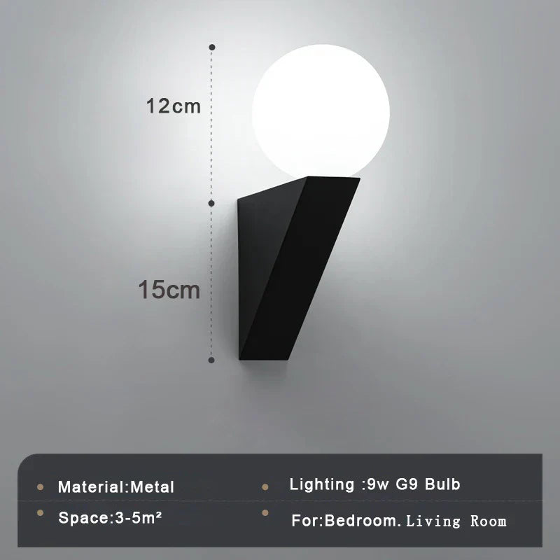 DecorBites™ Glass Ball Modern G9 LED Wall Sconce, 9W Indoor Wall Lamp for Bedroom Living Room