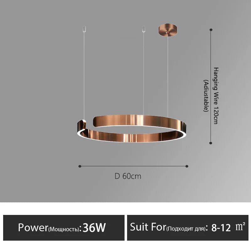 DecorBites™ LED Round Ring Chandelier for Dining Room, Living Room, and Bedroom