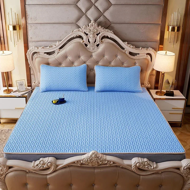 DecorBites™ Cartoon Print Silky Mattress Set: 4-Layer Quilted Breathable Cushion
